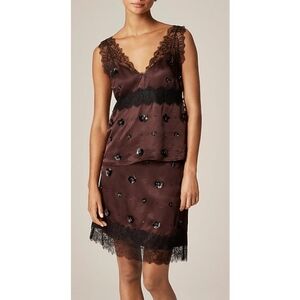 J. Crew Collection Embellished Lace Cami And Mini Skirt Set